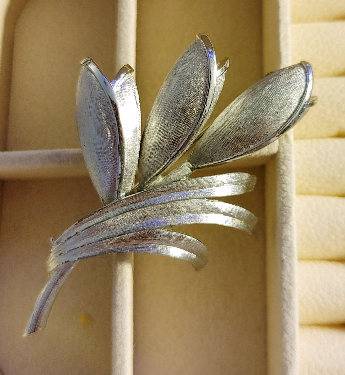 Vintage Signed Kramer Silver Floral Brooch Pin