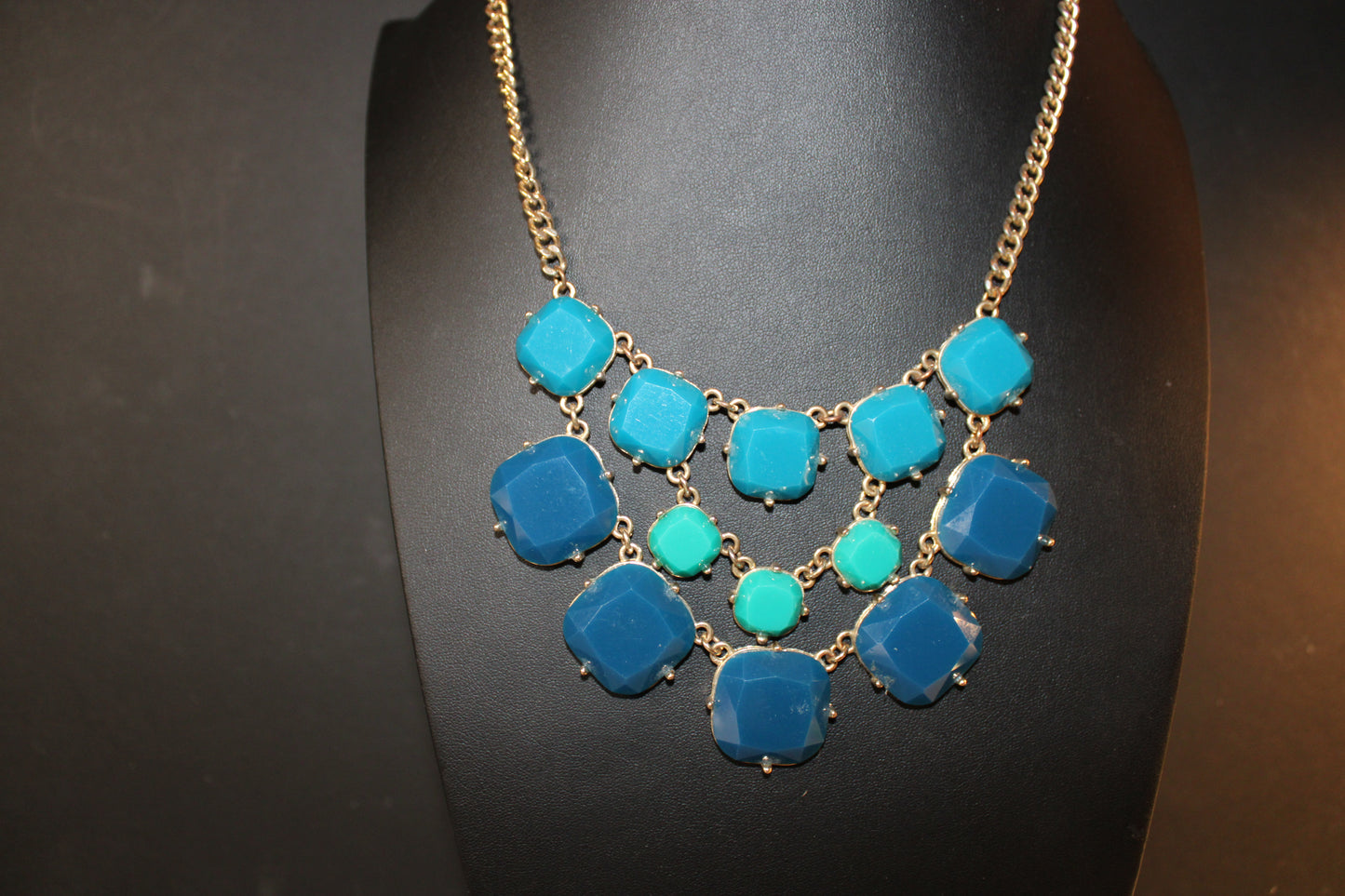 Whimsical Geometric Blue Statement Necklace - Perfect for Spring!