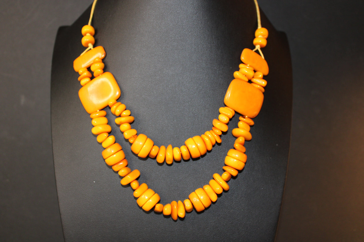 Vibrant Vintage Orange Beaded Necklace