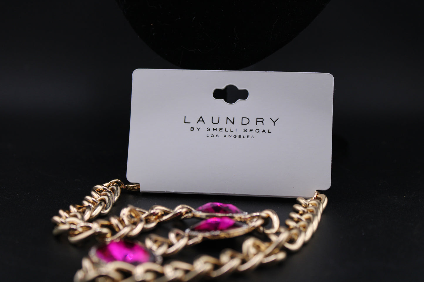 Bold Pink Gemstone Statement Necklace by Laundry