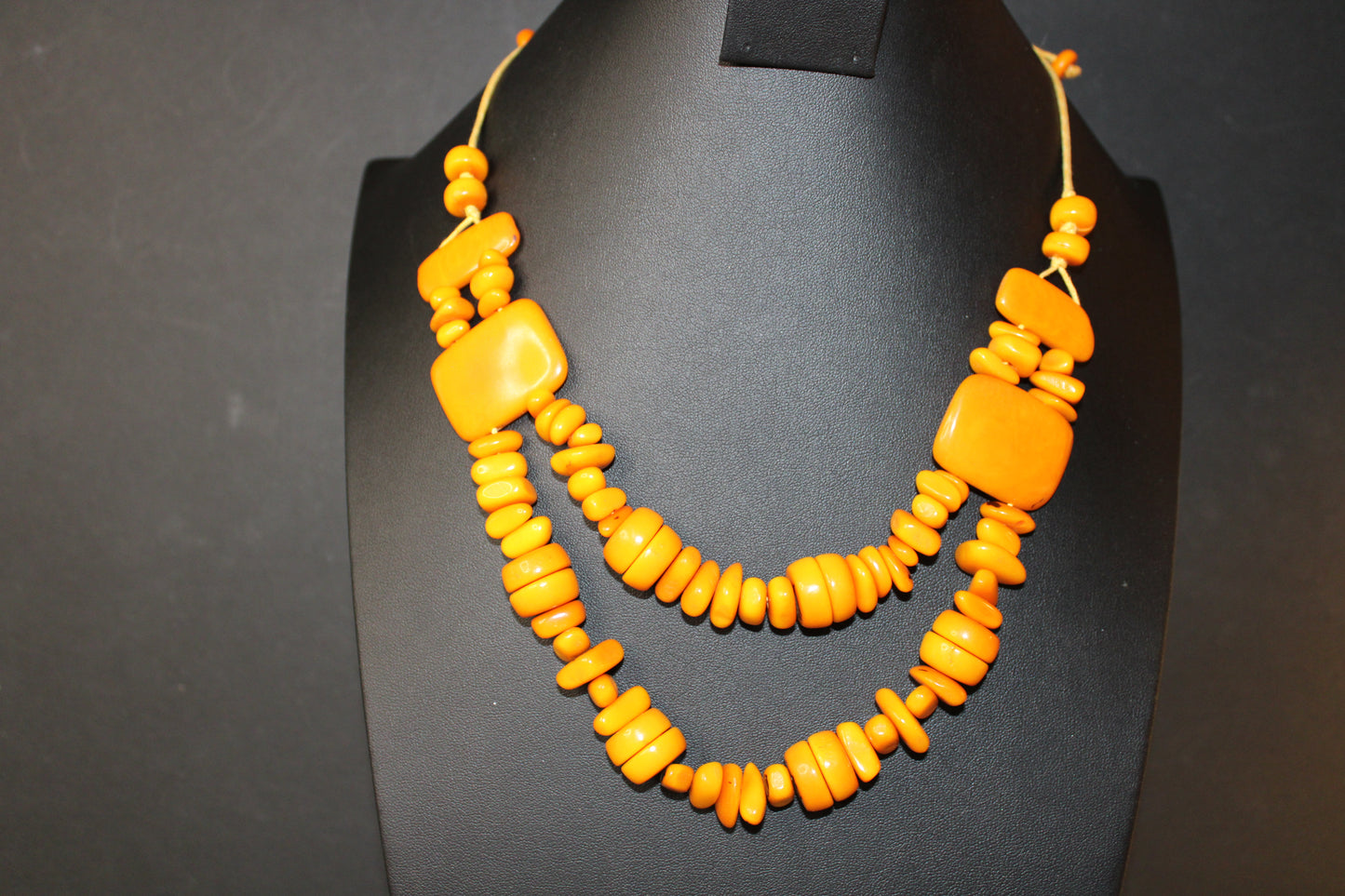 Vibrant Vintage Orange Beaded Necklace