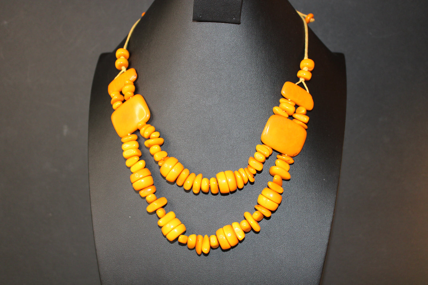 Vibrant Vintage Orange Beaded Necklace