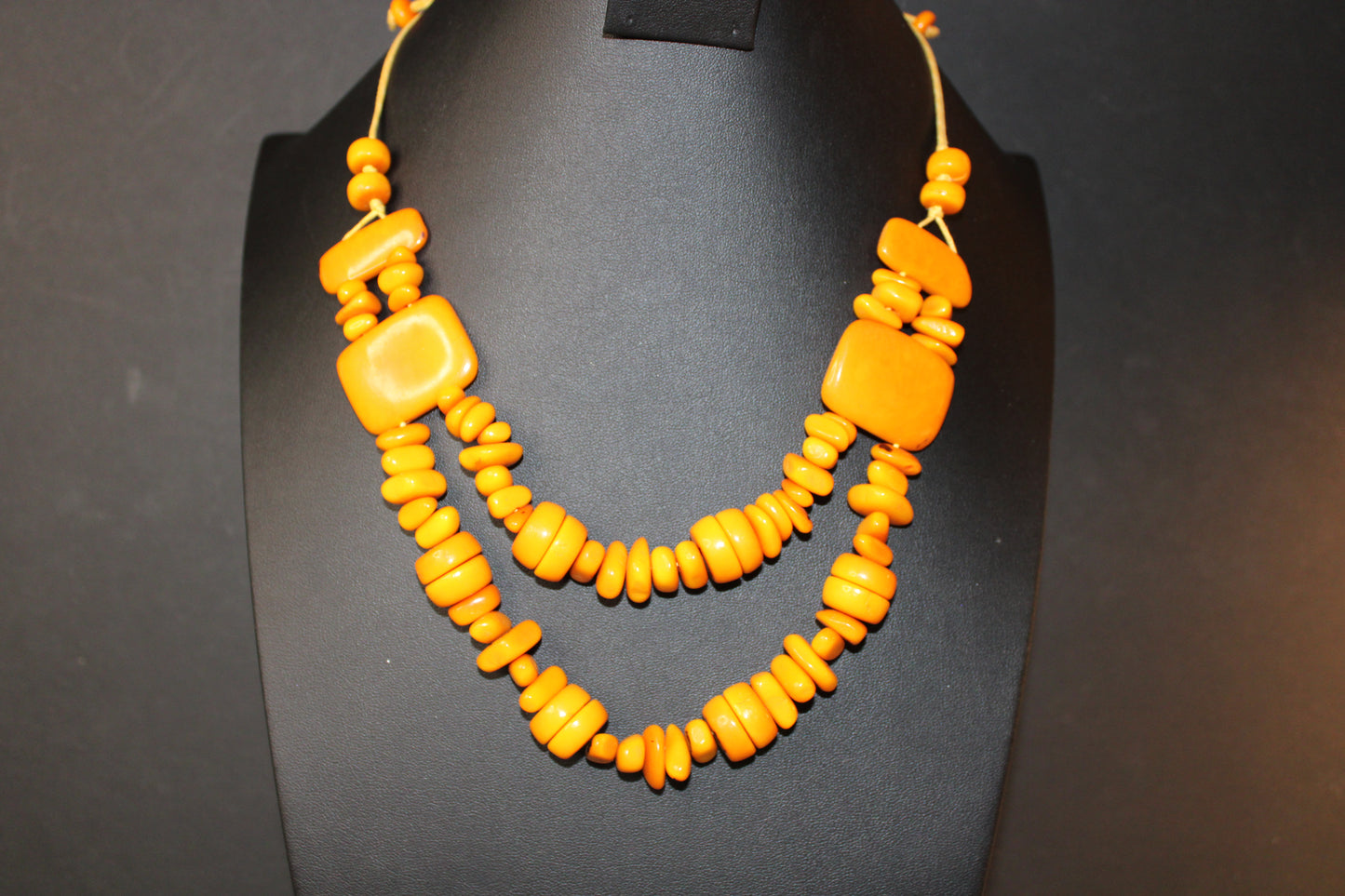 Vibrant Vintage Orange Beaded Necklace