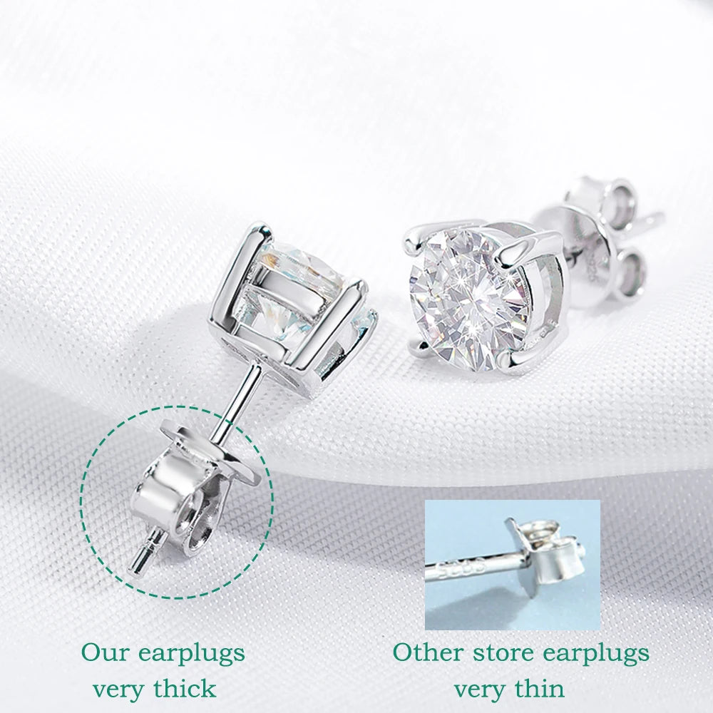 Smyoue 0.1-3CT Test Passed Moissanite Studs Earrings for Men Women S925 Silver Platinum Plated Bride Wedding Diamond Studs GRA