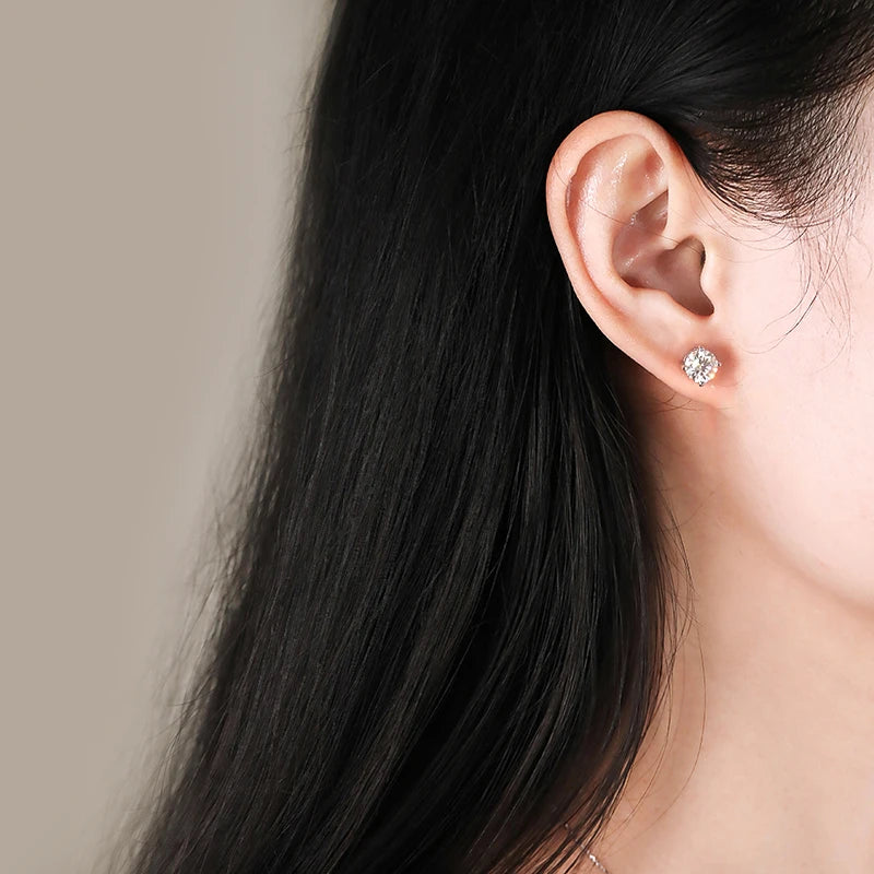 Smyoue 0.1-3CT Test Passed Moissanite Studs Earrings for Men Women S925 Silver Platinum Plated Bride Wedding Diamond Studs GRA