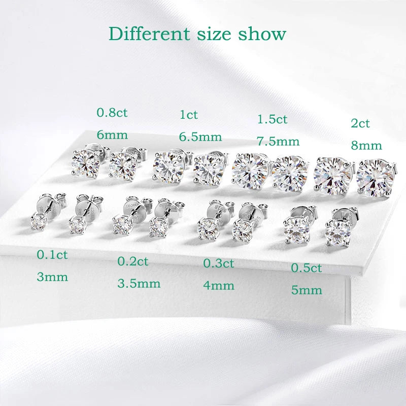 Smyoue 0.1-3CT Test Passed Moissanite Studs Earrings for Men Women S925 Silver Platinum Plated Bride Wedding Diamond Studs GRA